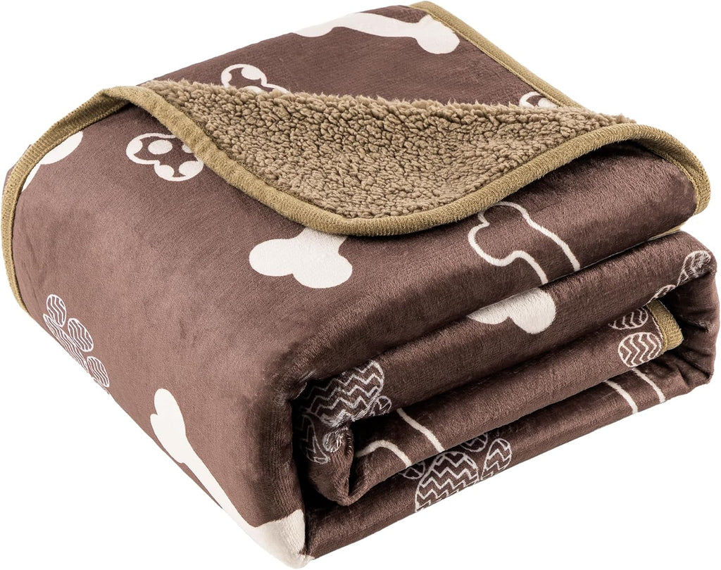 Waterproof Dog Blankets Pet Blanket 50"x60", Soft Fluffy Sofa Car Bed Protector, Reversible Sherpa Fleece Dog Blanket for Large Dogs(Dark Grey-Paws) - Image 9
