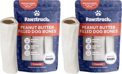 Pawstruck Large 5-6" Filled Dog Bones Variety Pack - Peanut Butter, Cheese & Bacon, Beef Flavors - Made in USA, Long Lasting Stuffed Femur Treat for Aggressive Chewers - Pack of 3, Packaging May Vary - Image 10