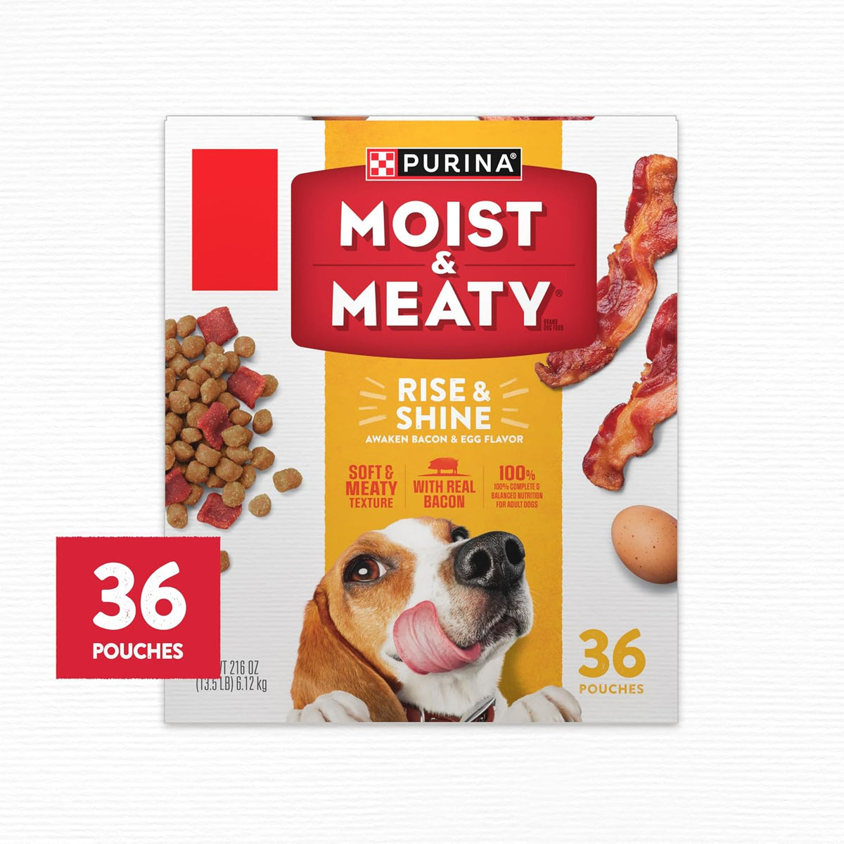 Purina Moist and Meaty Rise and Shine Awaken Bacon and Egg Flavor Soft Dog Food Pouches - 36 ct. Box - Image 9