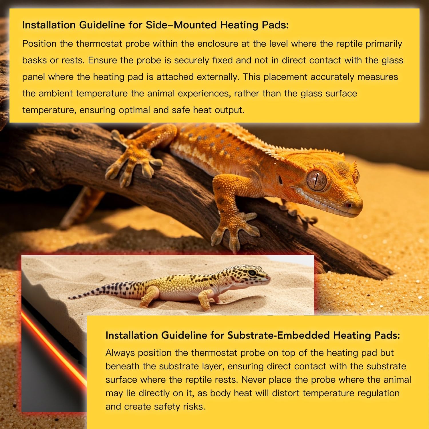 Adjustable thermostat heating pad for bearded dragons and snakes being set on a digital screen.