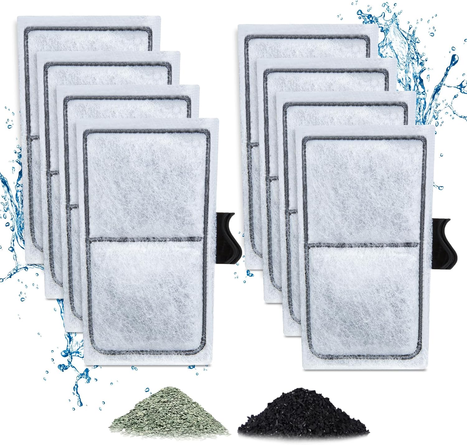 Zuqqony aquarium filter cartridges 8 pack front view clear water solution