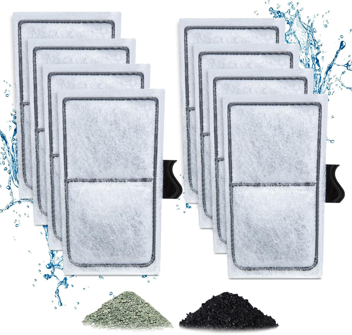 Zuqqony aquarium filter cartridges 8 pack front view clear water solution