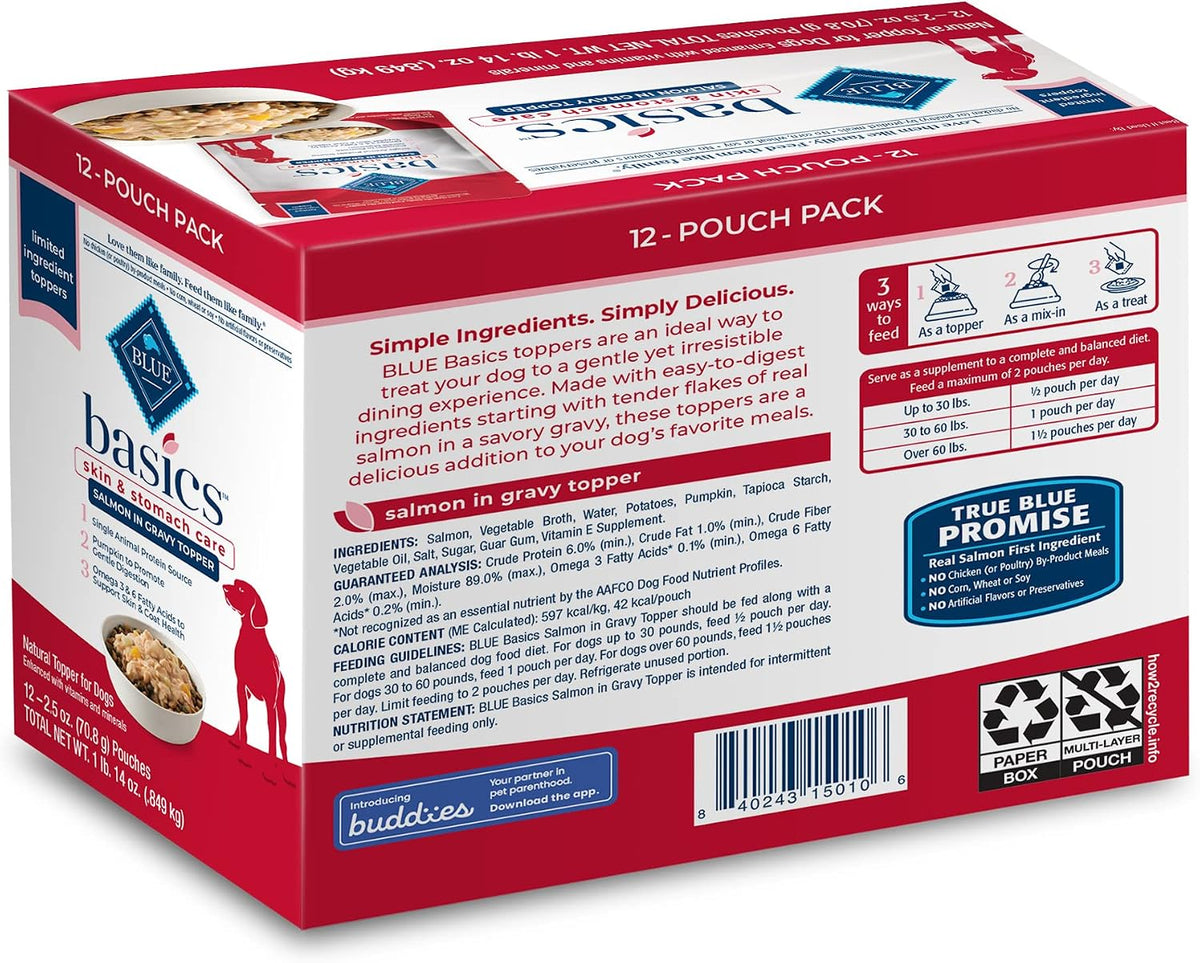 Blue Buffalo Basics salmon in gravy 12 pack pouch display