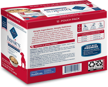 Blue Buffalo Basics salmon in gravy 12 pack pouch display