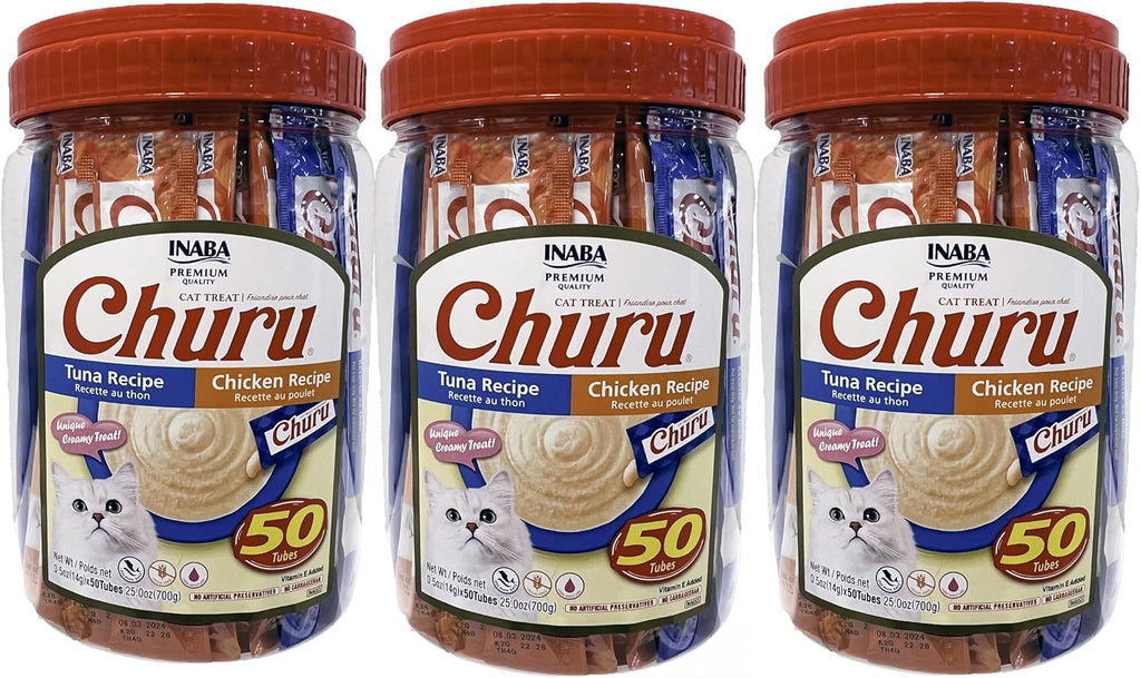 INABA Churu Lickable Grain-Free Pure Cat Treats, 25 Tuna & 25 Chicken | Grain-Free, Lickable, Squeezable Creamy Pure, Treat/Topper - Image 10