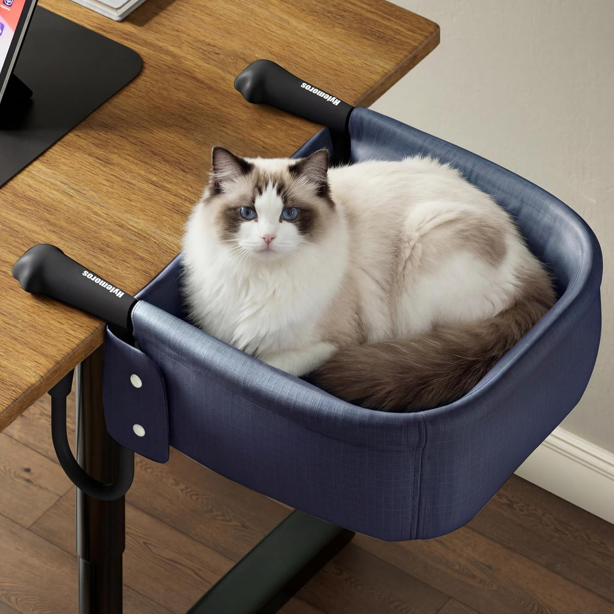 Cat Desk Bed for Large Cats 50 lbs Heavy Duty Cat Bed for Desk Attachment with Paw Design Extra-Sturdy Dog Chair Dual-Sided Mat Waterproof Easy Assembly for Gaming Desk Kitchen Island Gray - Image 12