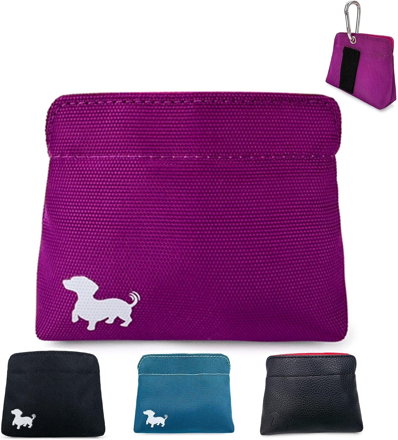 Extra Small Dog Treat Pouch - Slim Magnetic Pocket Dog Treat Bag for Walking & Training - Discreet Clip On Treat Pouch for Leash, Waistband or Pocket - Mess Free Storage (Black/Gray) - Image 9