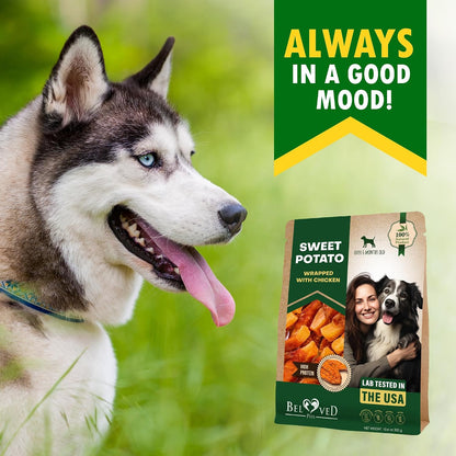 Healthy training snacks for dogs by Beloved Pets in packaging