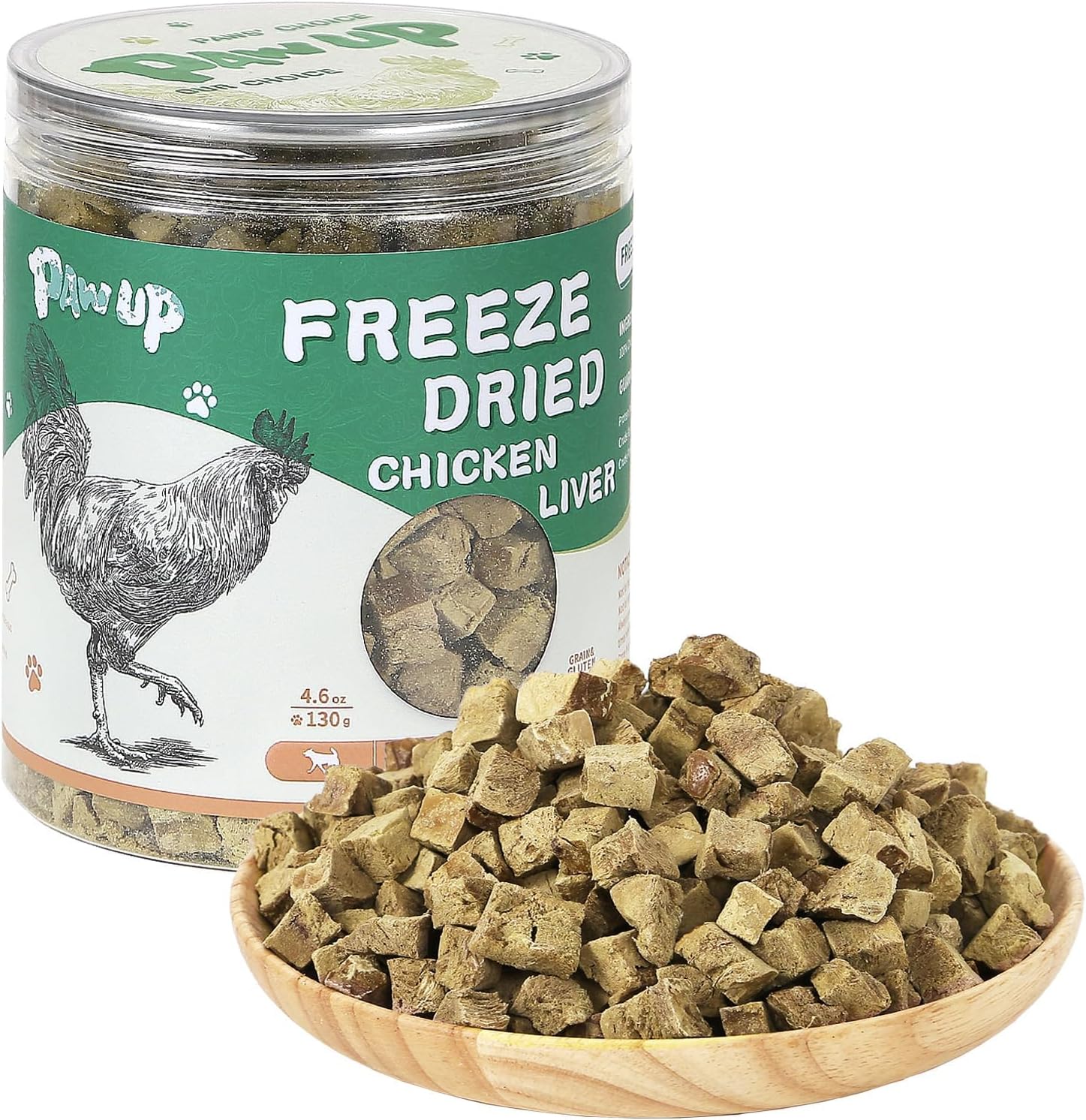 PAWUP Freeze Dried Chicken Liver Cat Treats front view container for pet health
