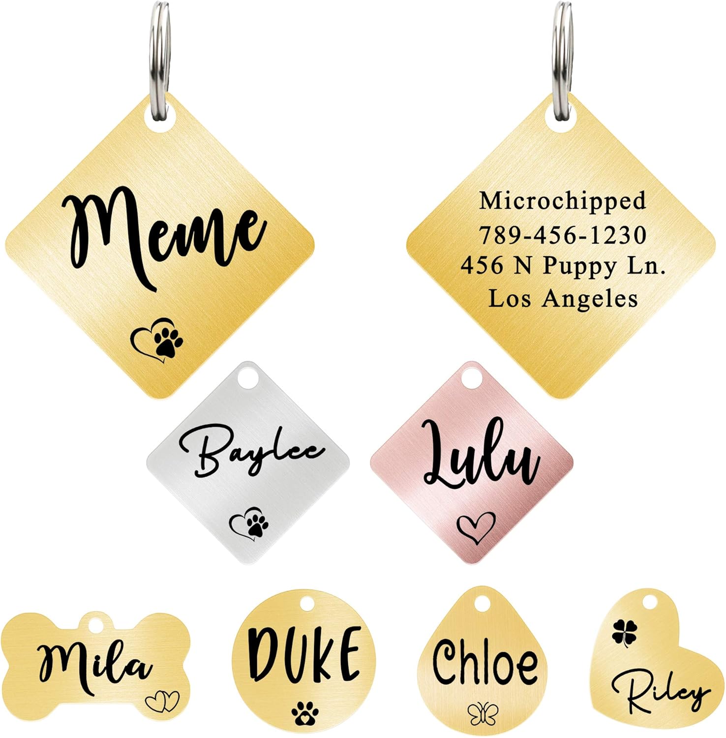 Ultra Joys Dog ID Tag, Custom Dog Tag Personalized Cat Tag, Pet ID Tag, Brushed Stainless Steel Heart Cat Tags Pet Tags Rose Gold Small - Image 10