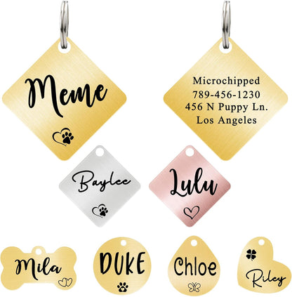 Ultra Joys Dog ID Tag, Custom Dog Tag Personalized Cat Tag, Pet ID Tag, Brushed Stainless Steel Heart Cat Tags Pet Tags Rose Gold Small - Image 10