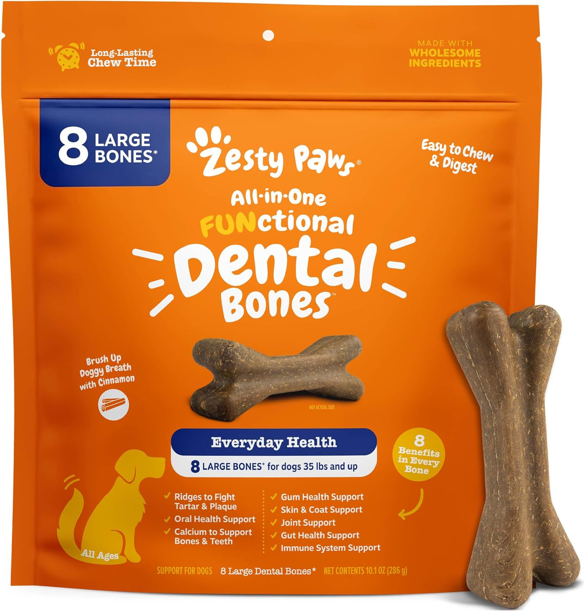 Zesty Paws dental bones 24 count bag studio shot
