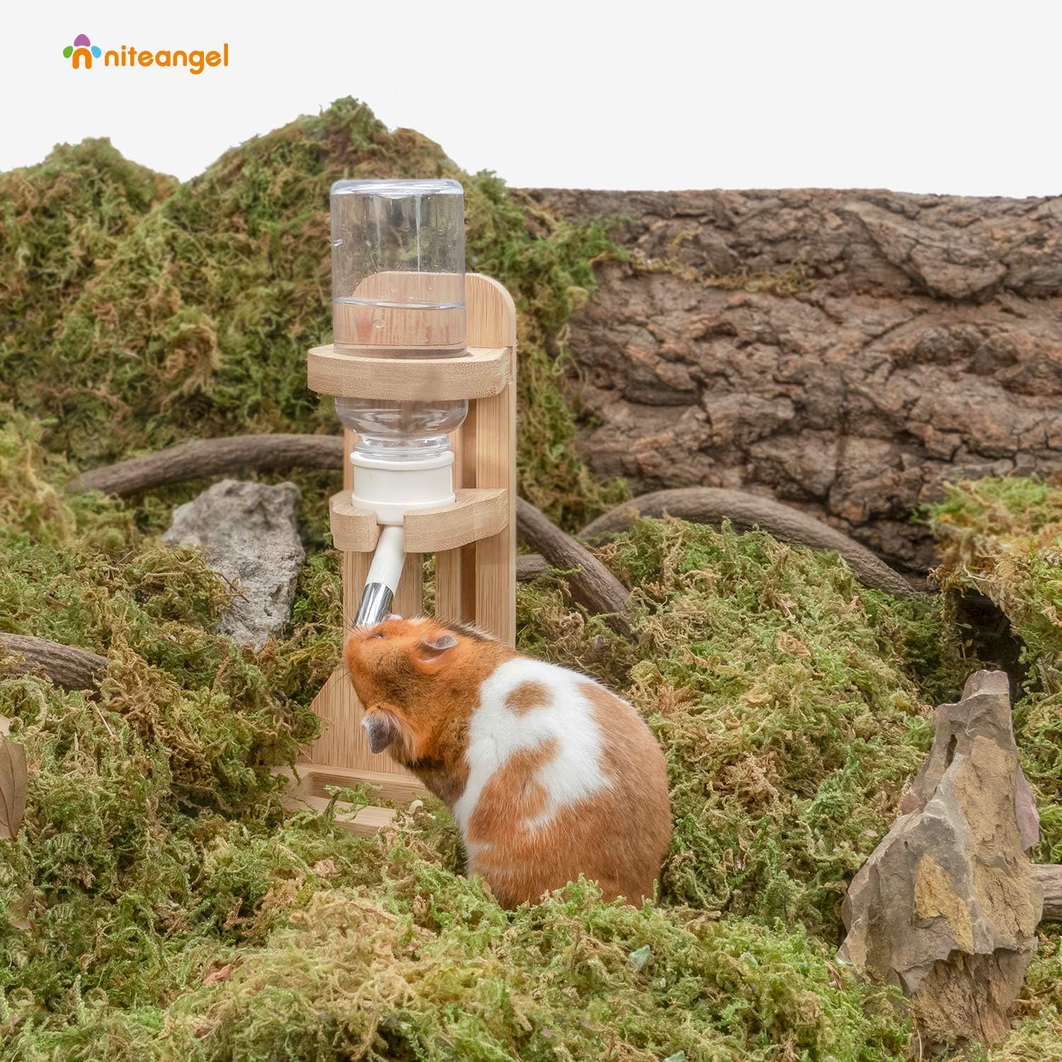 Niteangel Water Bottle with Stand for Syrian Dwarf Hamsters Gerbils Mice Rats Degus Small pet Rodents(White) - Image 4
