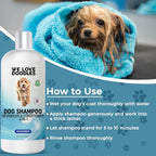 Hypoallergenic tear-free doodle shampoo bottle detailing features and organic ingredients.