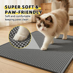 Kaxionage large litter trapping mat positioned next to a litter box.