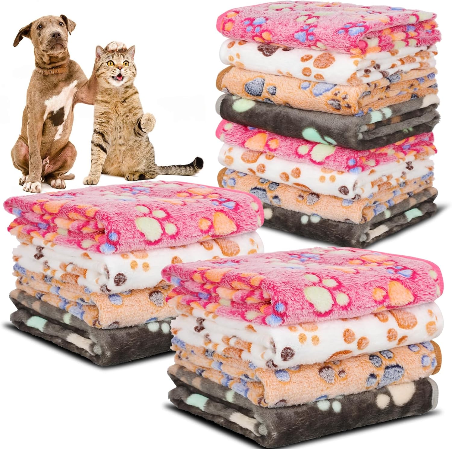 Retainbre small dog blanket fleece twelve piece pack front view displaying assorted colors