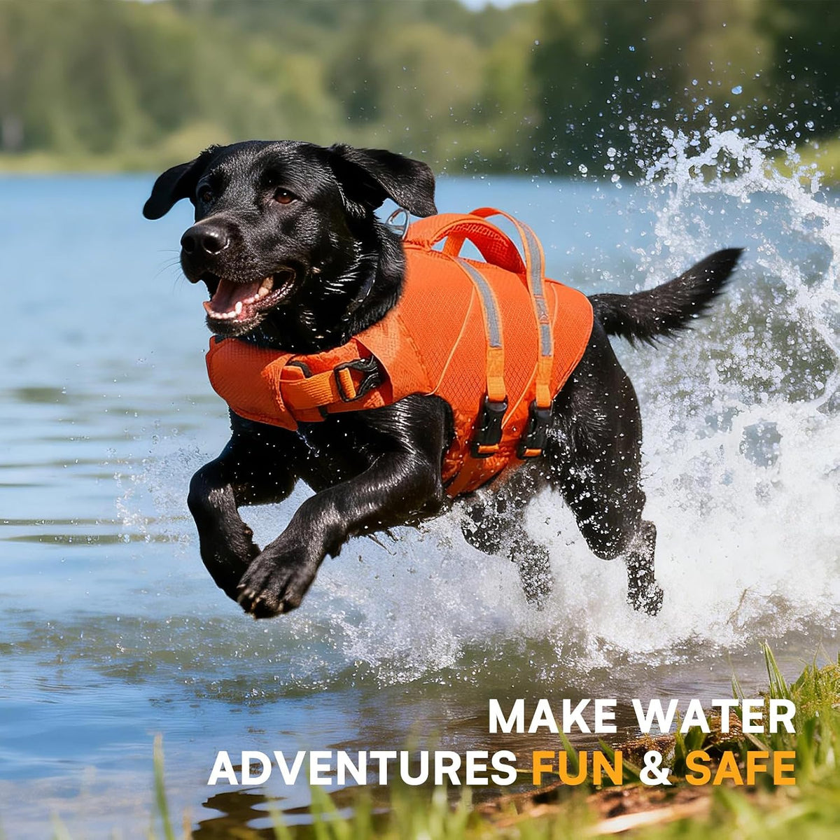 Queenmore small breed life vest showing the underbelly padding and support