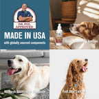 Dr. Pol body mist bottle displayed next to a clean dog coat
