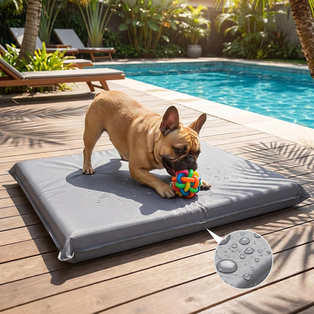 Veehoo waterproof dog crate pad gray front view