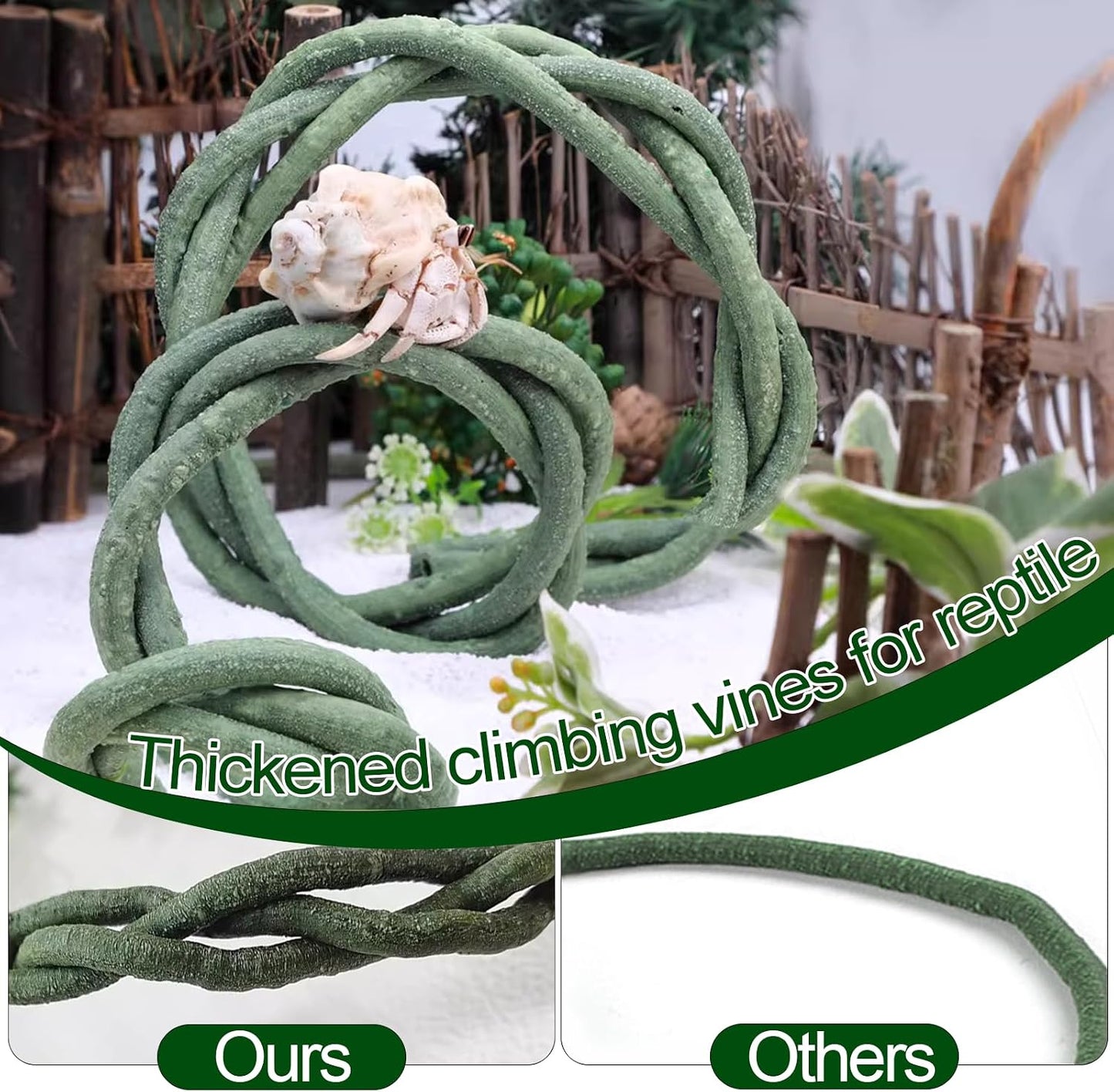 Flexible jungle vine bent inside a glass reptile terrarium
