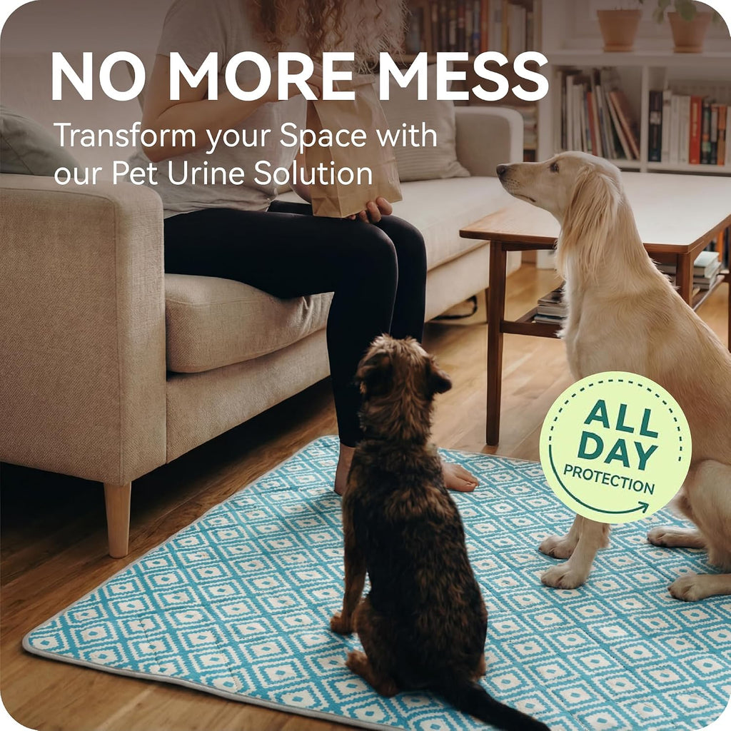 Close up of Loesuona reusable puppy pads showing geometric pattern