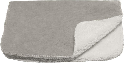 Reversible side of the Furhaven thermal pet blanket on a living room sofa