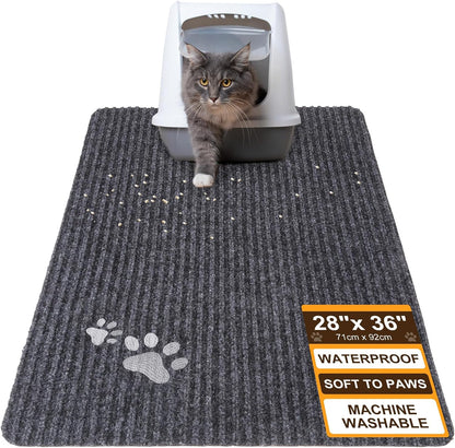 BEAUTYZOO Cat Litter Mat - 28"x 36" Large Litter Trapping Mat, Easy to Clean Litter Box Mat for Scatter Control, Waterproof, Urine-Proof, Non-Slip Kitty Litter Mats for Floor, Grey - Image 12