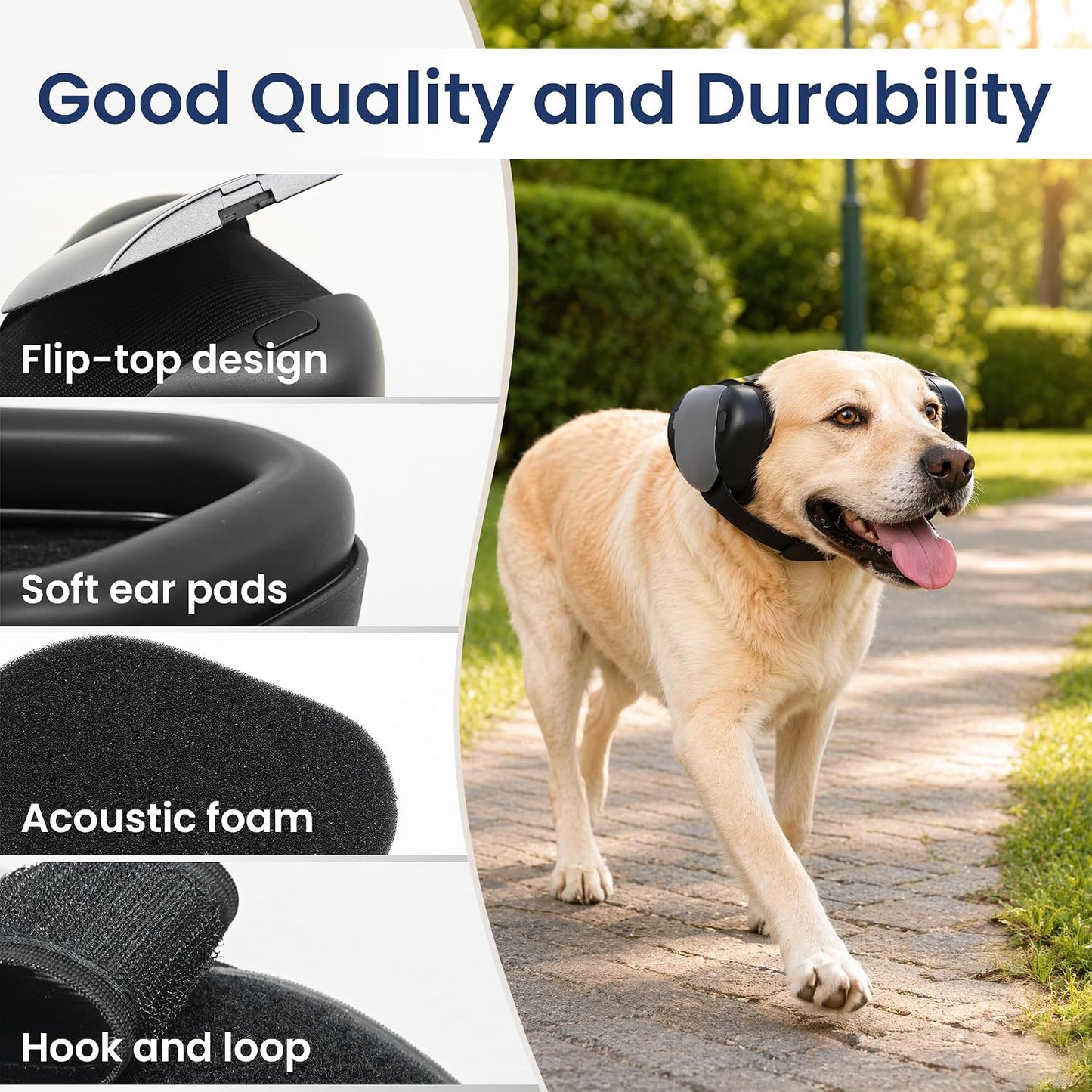 Angled view of the Petvolve pet noise defender headset showcasing the plush interior lining.