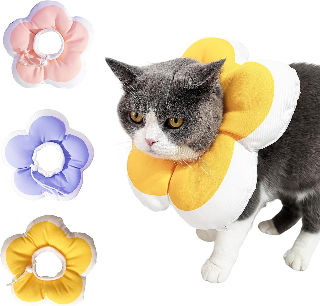 Cat Cone Collar Soft, Adjustable Kitten Cones After Surgery, Waterproof Kitten e Collar Soft to Stop Licking (Yellow Flower, XS) - Image 9