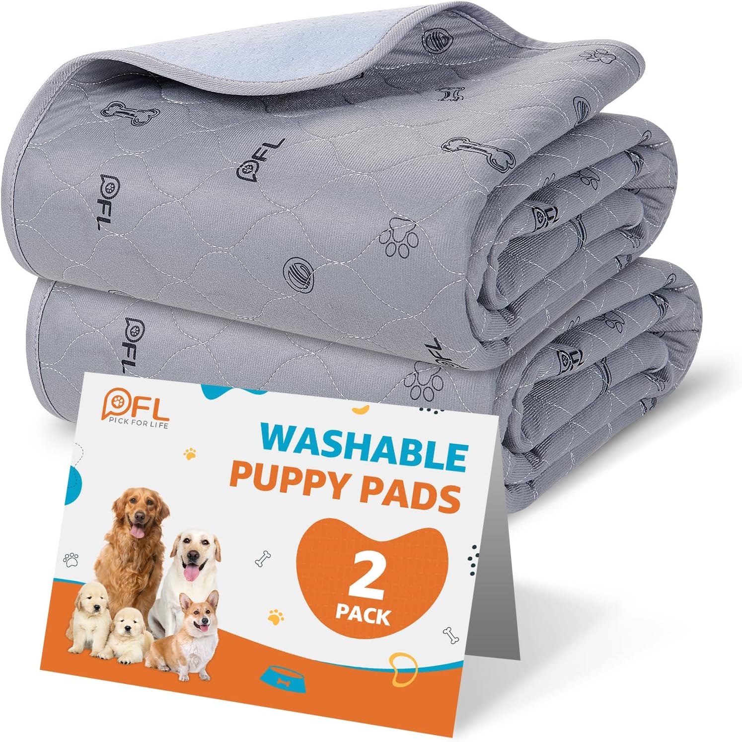 Washable Pee Pads for Dogs, 2Pack Puppy Pads Washable with Bone Print,Absorbent Reusable Whelping Pads Non-Slip Dog Mats for Floor Protector, Couch Cover, Crate, Potty Training 31x36 - Image 12