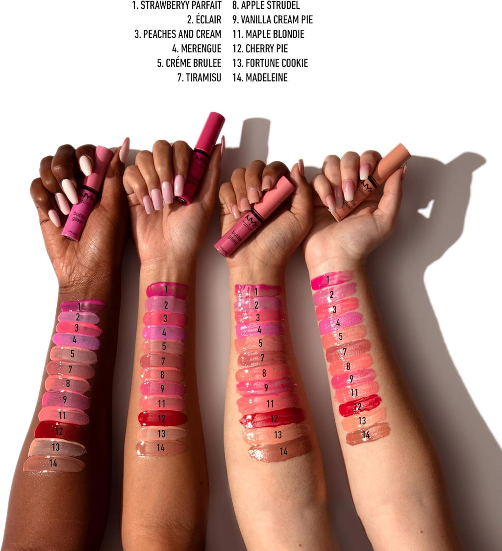NYX Professional Makeup Butter Gloss tube alongside its official product box.