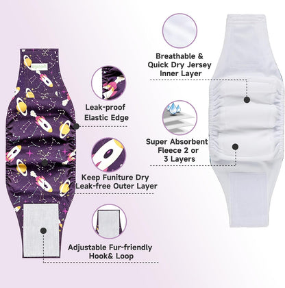 Wegreeco adjustable male dog diaper with wide hook and loop fastener
