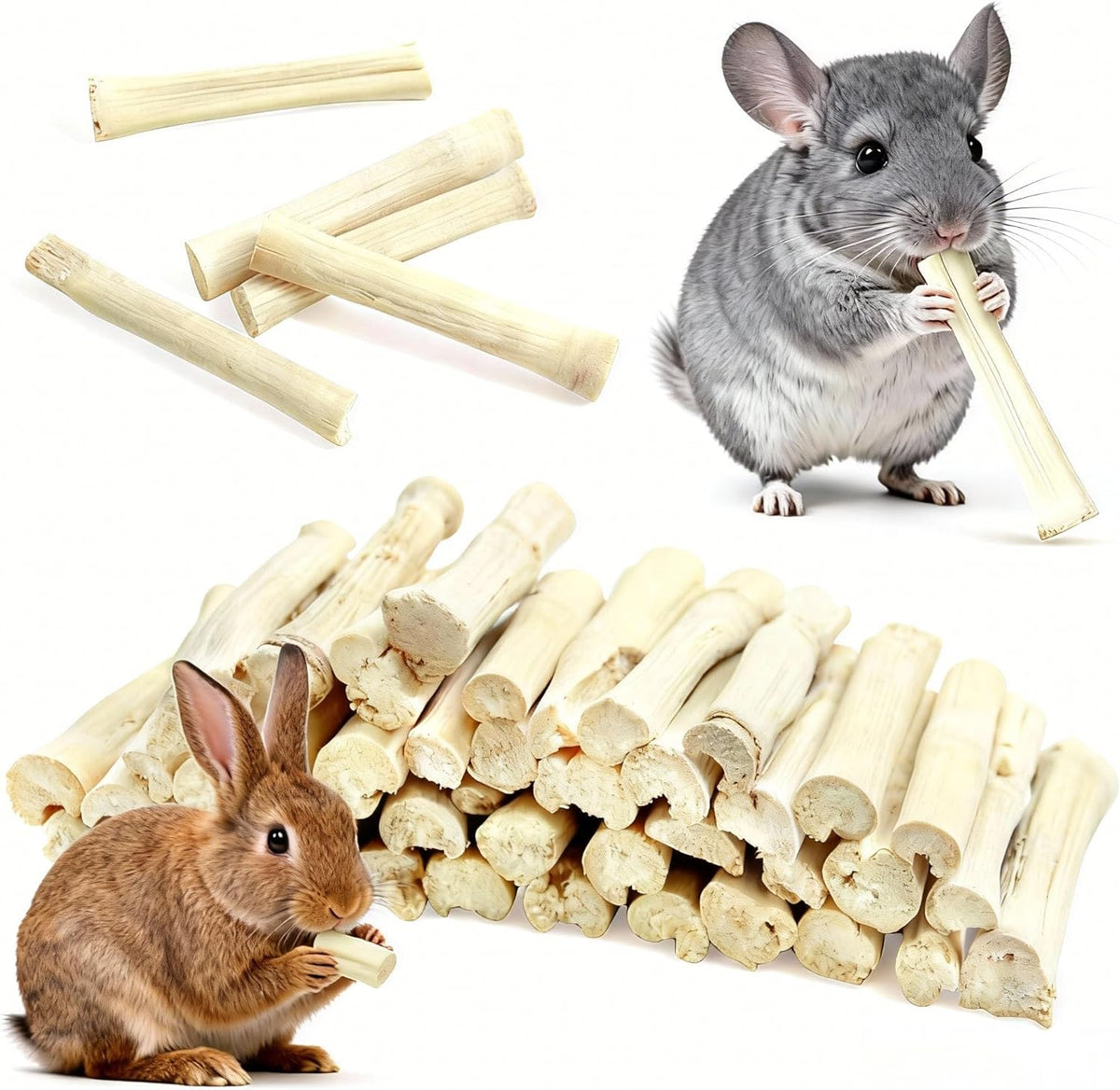 2.2Lb/1000g Natural Sweet Bamboo Chew Toys Chew Sticks Bamboo Sticks Teething Toy for Rabbit, Bunny, Guinea Pig, Hamster, Chinchilla, Bunny, Rat and Other Small Animals - Image 9