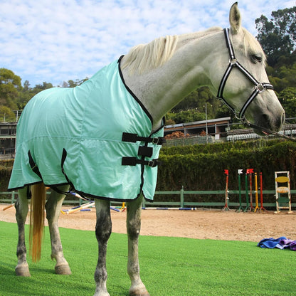 Gallopoff horse fly cover showing the anti rub reinforced nylon interior shoulder lining.