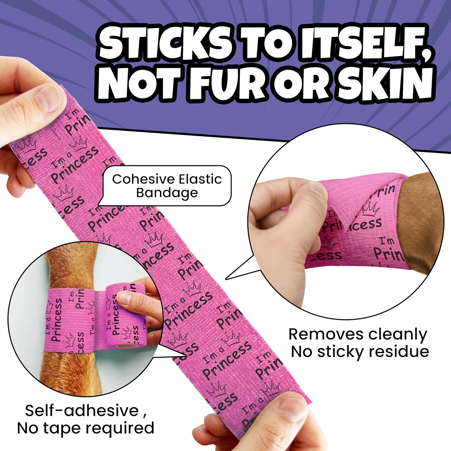 Six pack of Rubyloo girls theme self adhesive pet tape rolls with humorous text