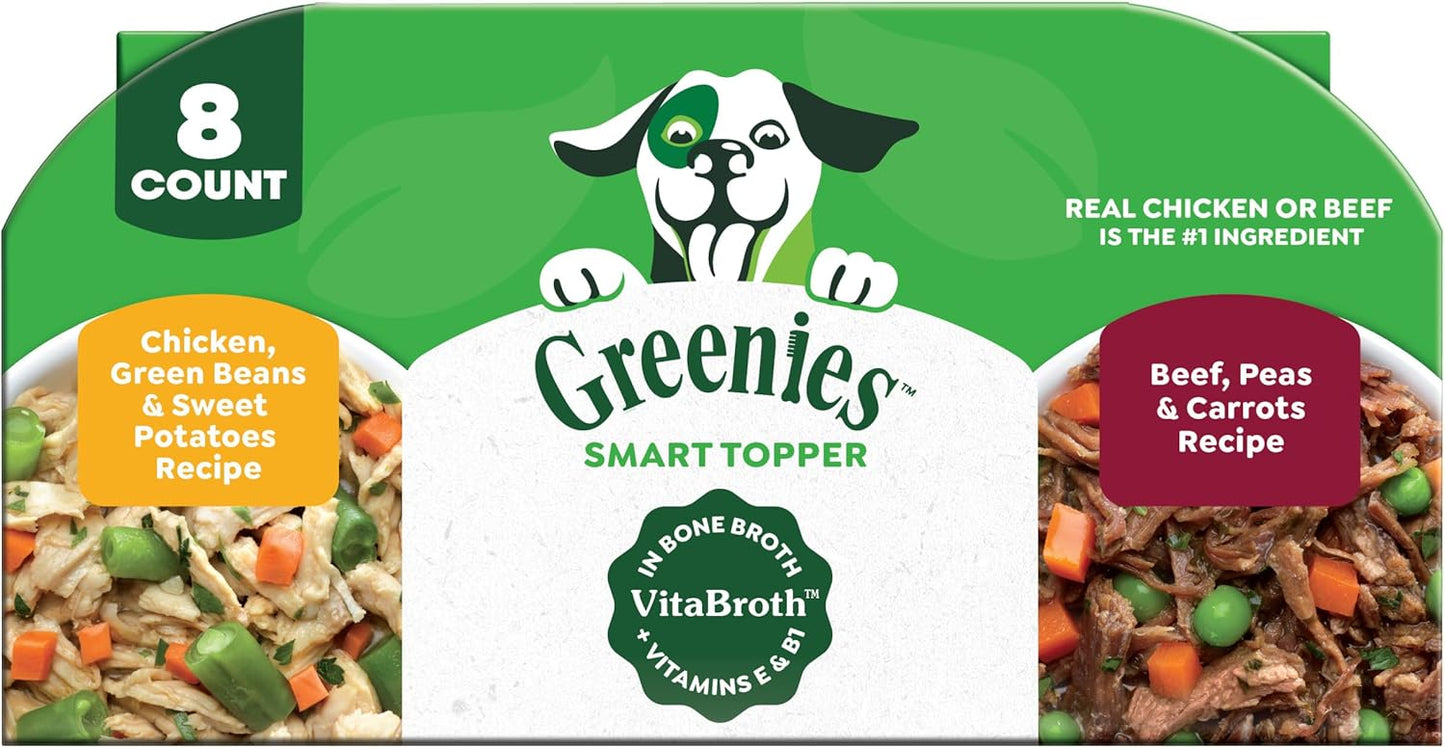 Greenies Smart Topper High Protein Wet Mix-in for Dogs, Chicken, Peas, Apples, and Brown Rice Recipe & Duck, Broccoli, Carrots and Barley Recipe Variety Pack with Whole Grains, 8 Trays of 2 oz. - Image 15