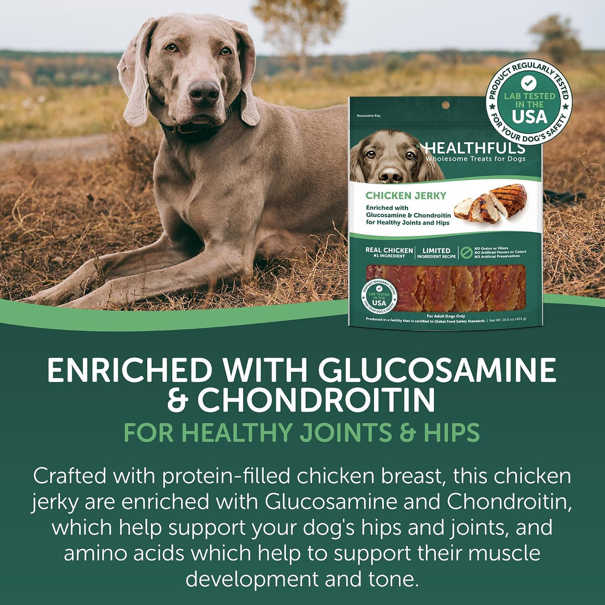 Healthfuls Chicken Jerky nutritional facts and ingredients label