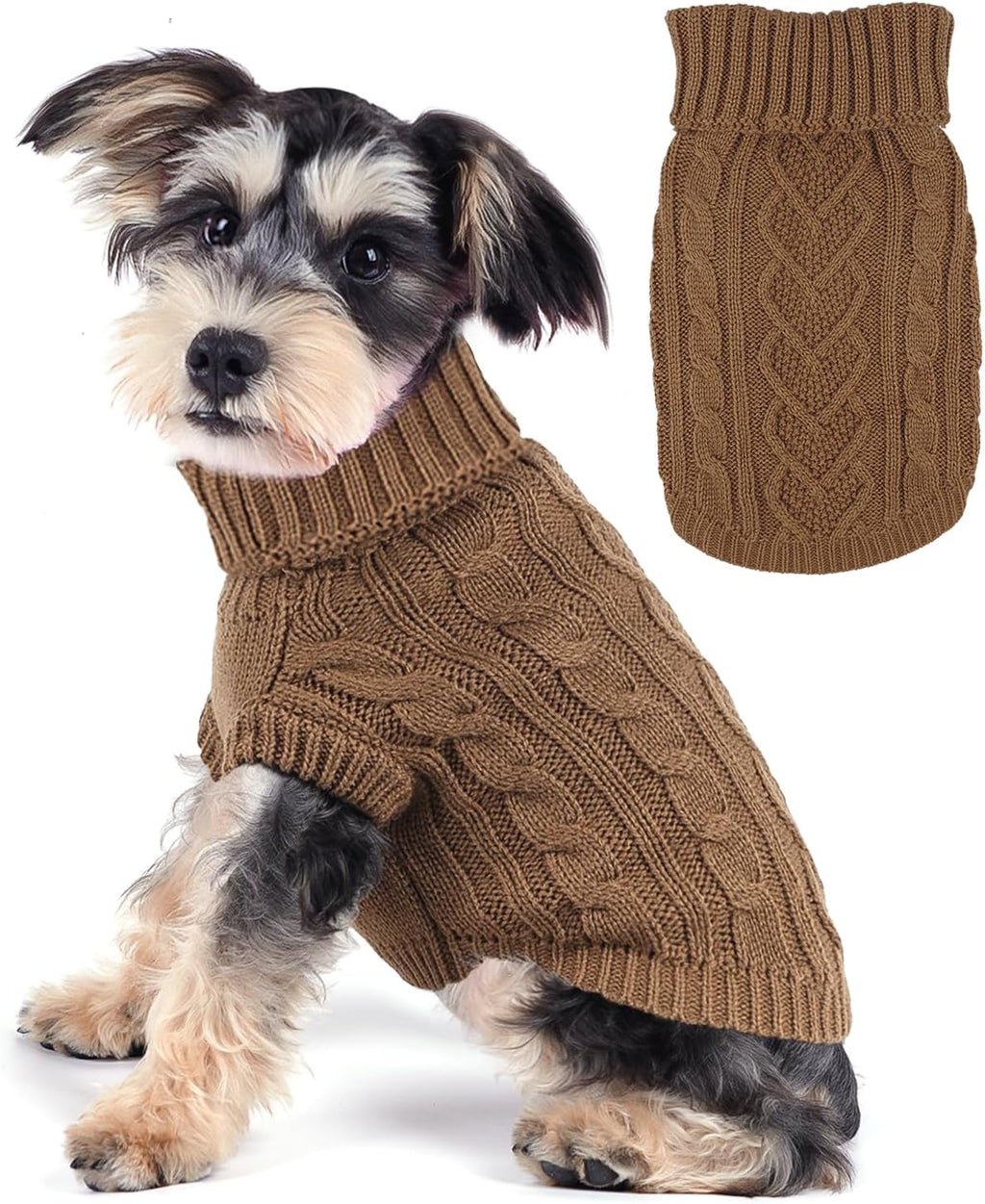 Dog Sweaters for Small Dogs Knit Small Dog Sweater Warm Winter Dog Clothes Girl Turtleneck Puppy Sweater Sleeveless Chihuahua Clothes for Cold Weather Solid Stretchy Pet Cat Outfit (Rose, S) - Image 12