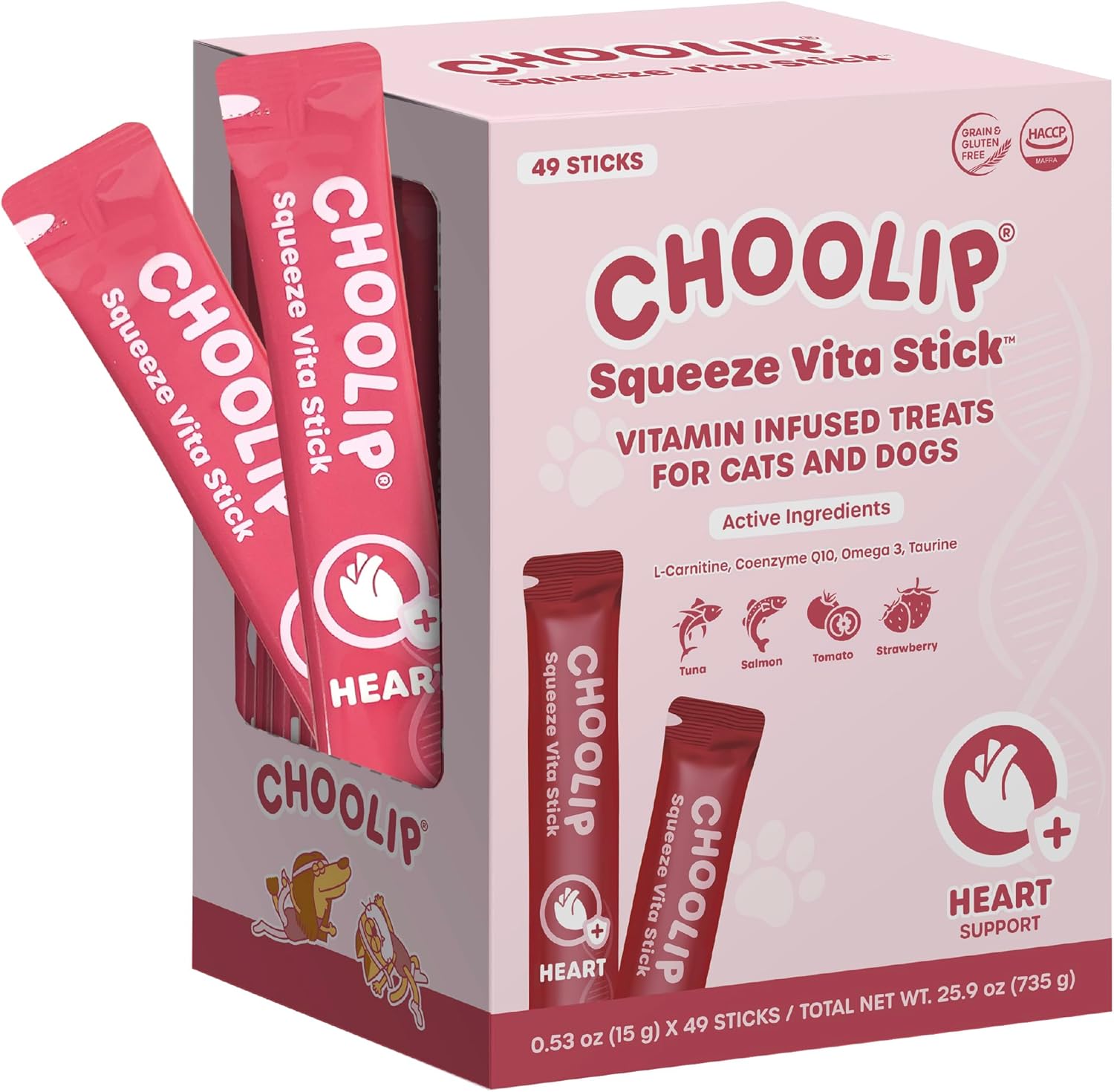 Choolip Squeeze Vita Stick Lickable Cat and Dog Treats, 49-Count Kidney Support Variety Pack, Tuna and Pollack with Pumpkin, Blueberry and Omega-3 - Image 9