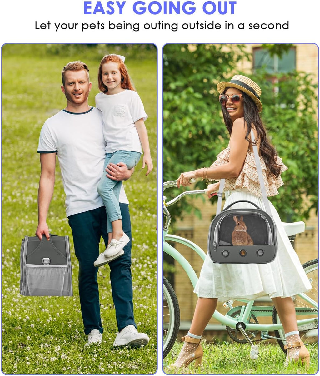Rabbit carrier bag highlighting side water bottle installation slot