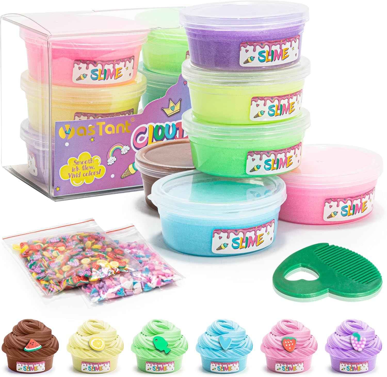 YasTant Butter Slime Kit front packaging view with six colorful containers