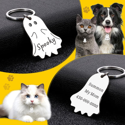 Kybkworm custom ghost pet accessory attached to a small dog harness