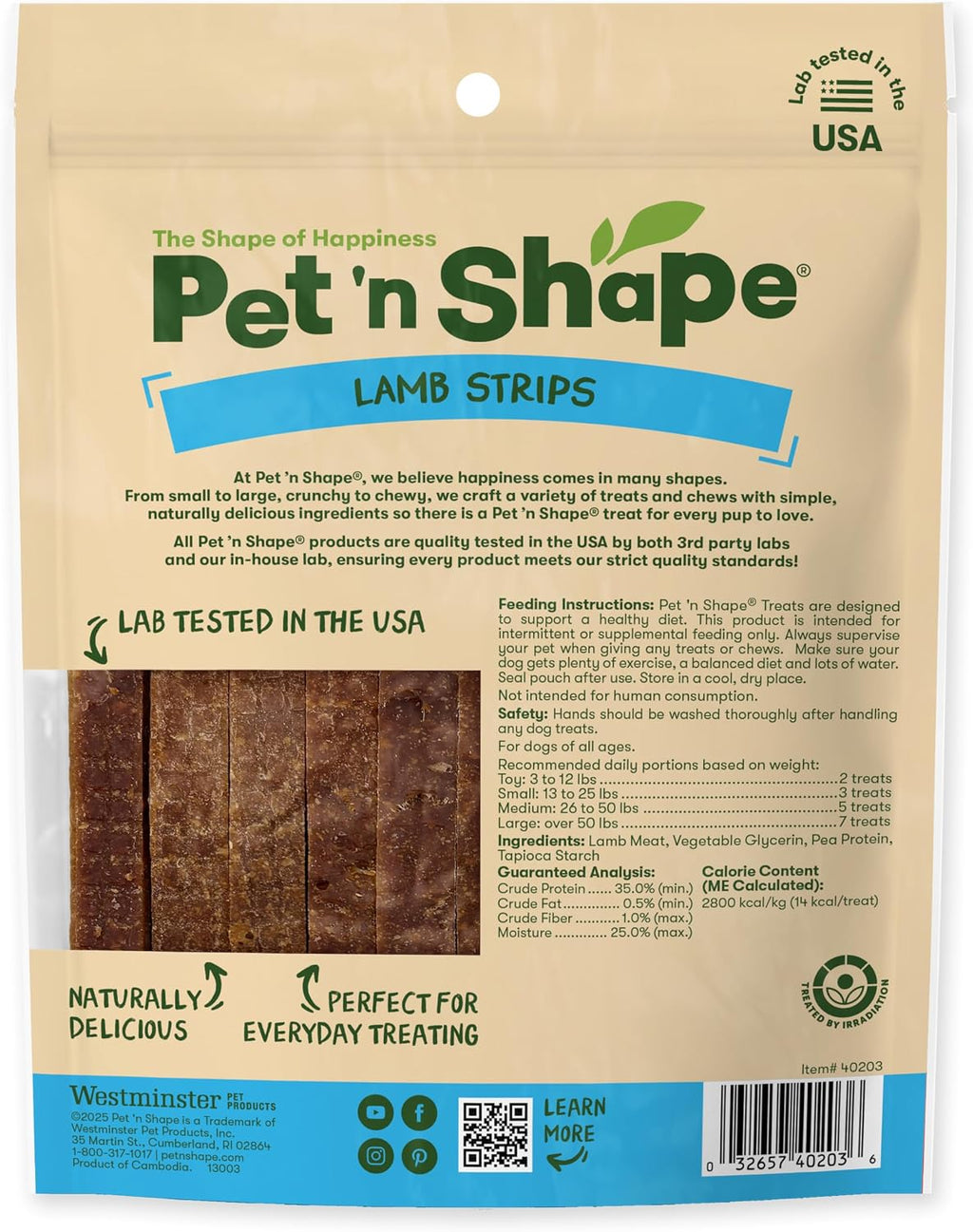 Pet 'N Shape natural lamb jerky strips for dogs