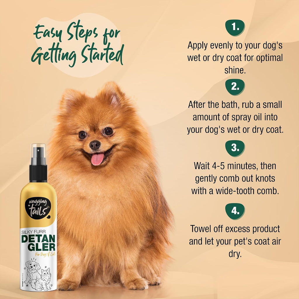 Wagging Tails professional oil based serum spray mechanism for easy pet application.