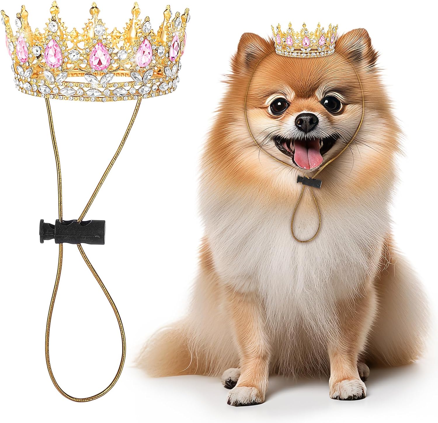 Abbylike Pet Rhinestone King Crown, Queen Crown for Birthday New Year Costume for Small Dog Cat Cosplay Party Accessories Adoption Celebration Wedding Birthday Photos Prop Costume(Pink,Small) - Image 12