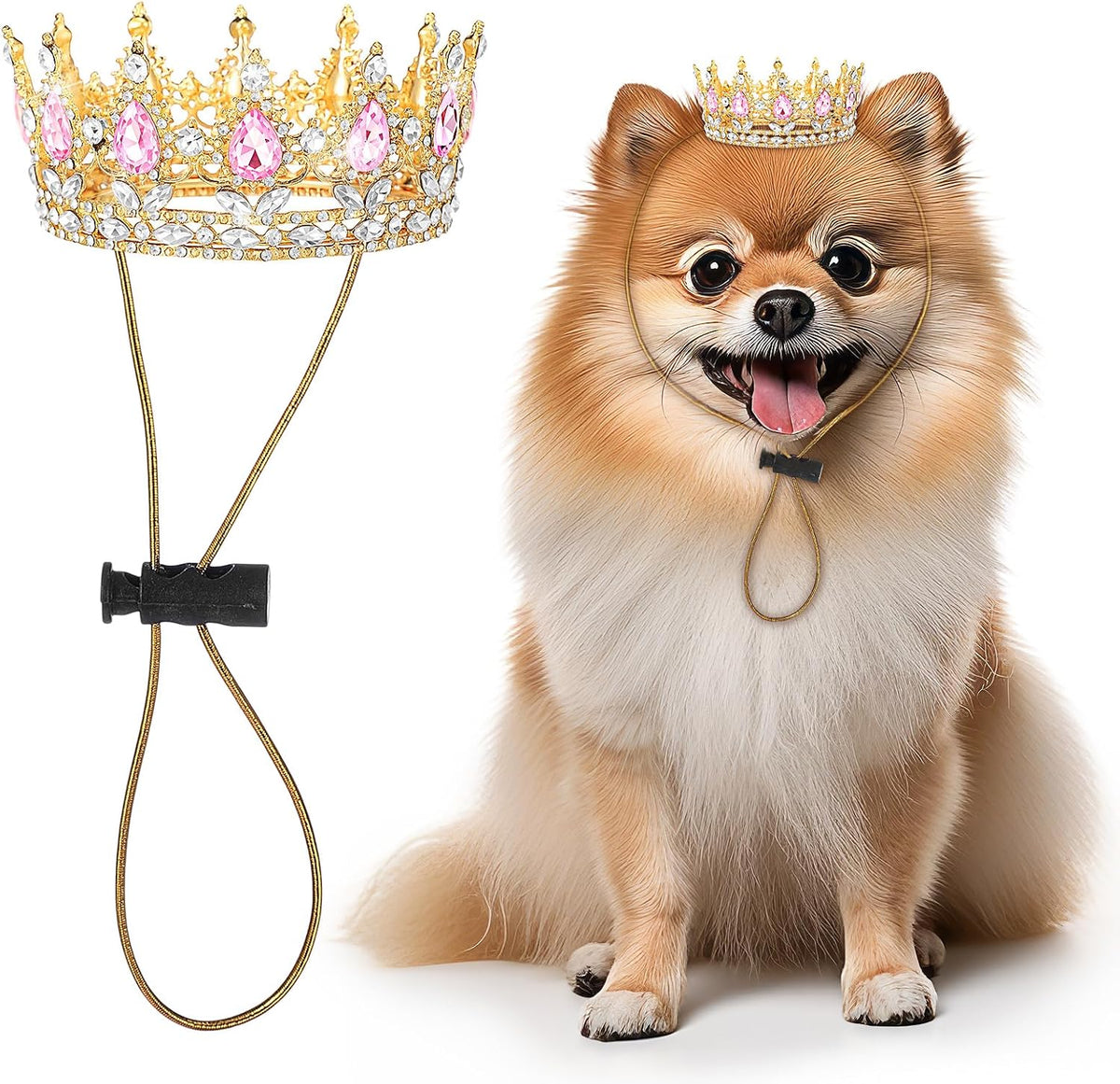 Abbylike Pet Rhinestone King Crown, Queen Crown for Birthday New Year Costume for Small Dog Cat Cosplay Party Accessories Adoption Celebration Wedding Birthday Photos Prop Costume(Pink,Small) - Image 12