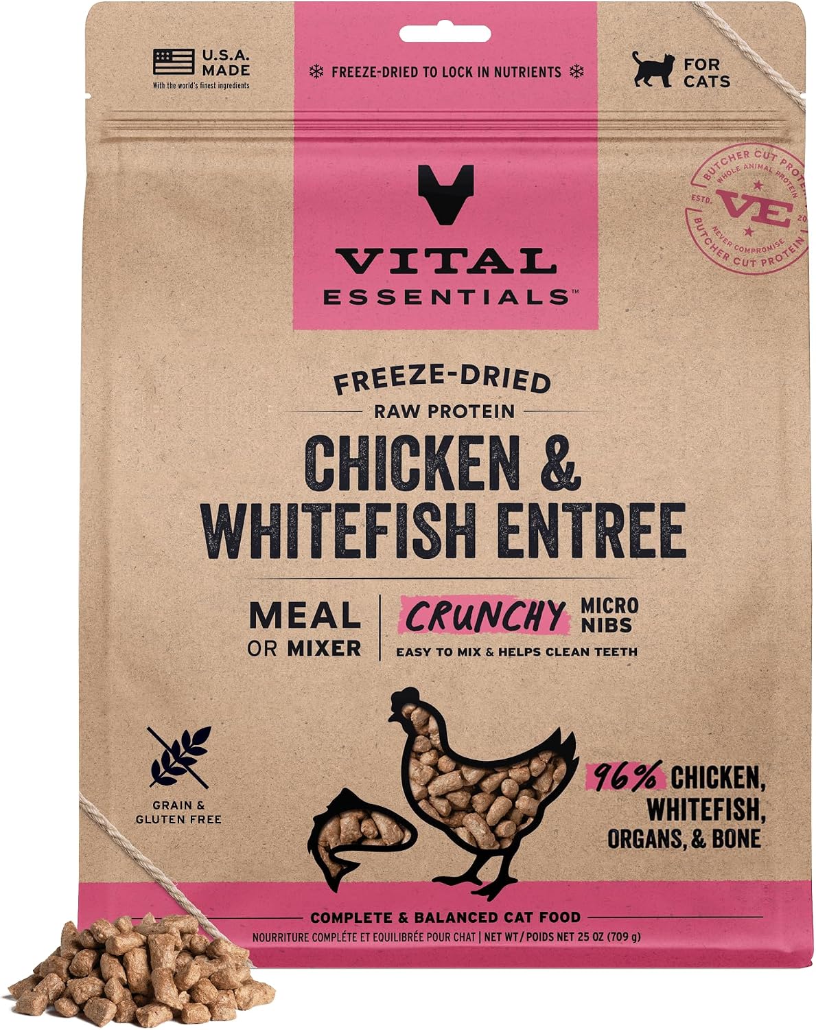 Vital Essentials Freeze Dried Cat Food, Raw Protein Turkey & Duck Micro Nibs | Complete Meal or Mixer | 96% Meat, Organs & Bone | High Protein, Low Carb, Grain Free, Dry Cat Food | 12 oz - Image 13