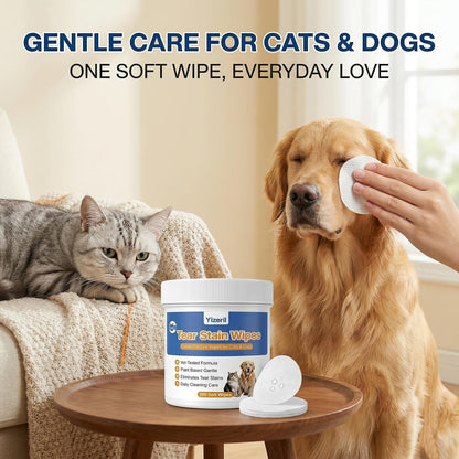 MYEBONG pet eye care wipes stacked round pads close up