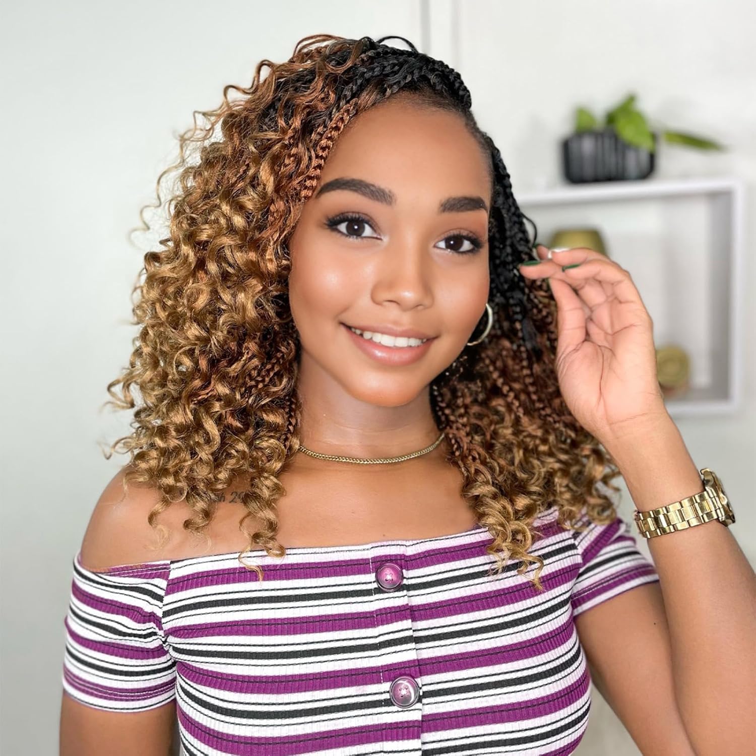 Yewell Goddess Box Braids Crochet Hair front packaging view showing the bohemian hairstyle.