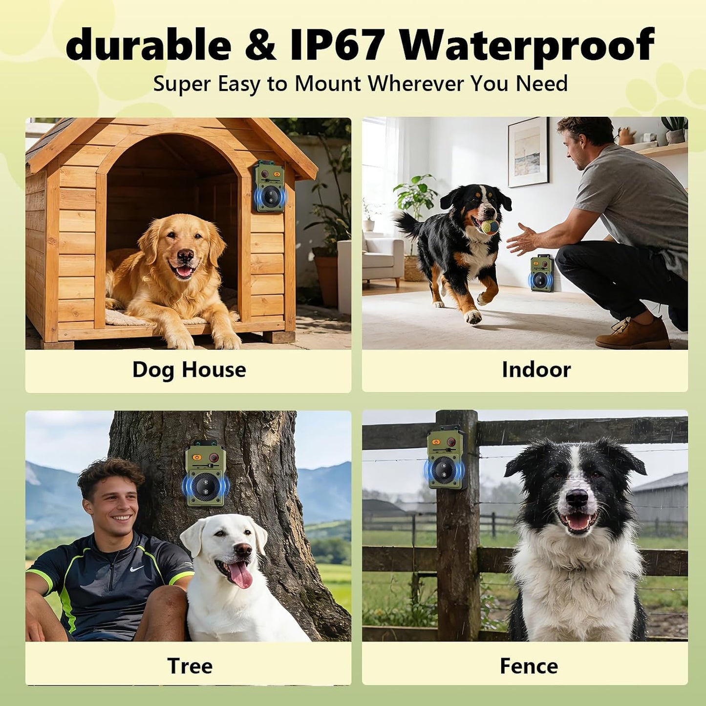 Package contents of Djnfgq rechargeable bark deterrent device